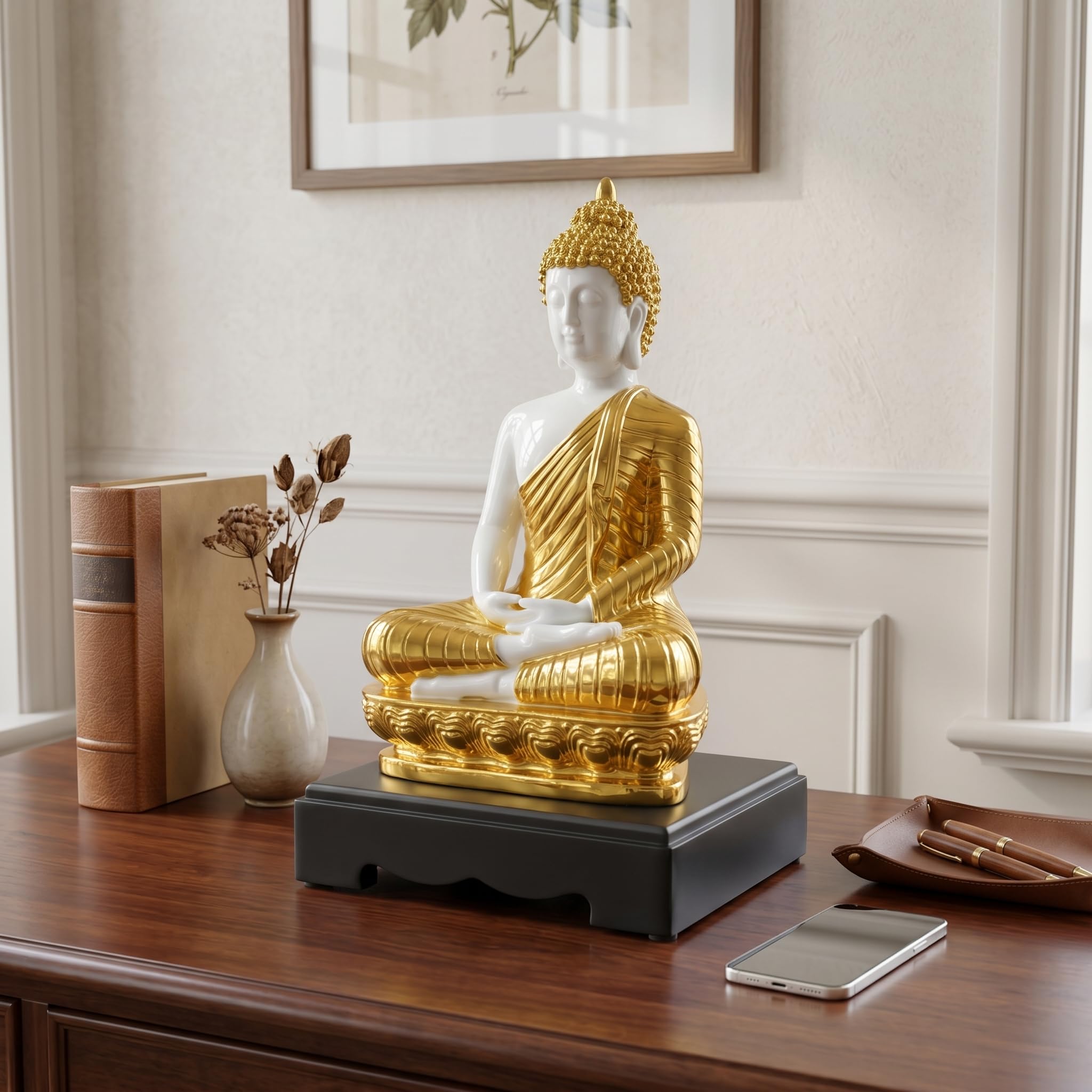 Buy KABIR WORLD Luxury White Ceramic Meditating Buddha Statue with